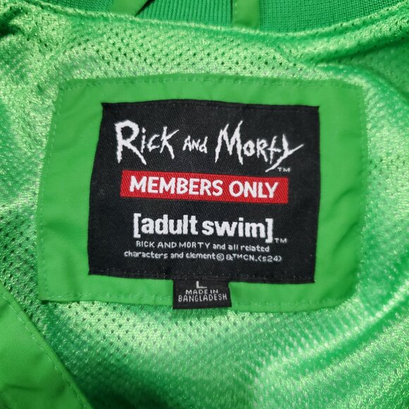 Members Only Rick & Morty Full Zip Green Bomber Jacket - Large - Picture 4 of 9